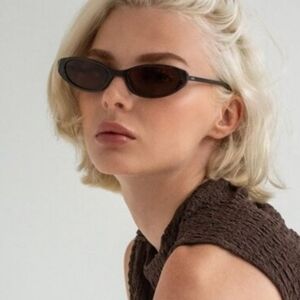 Otra Eyewear Lulu Thin Cat-Eye Sunglasses in Dark Chocolate